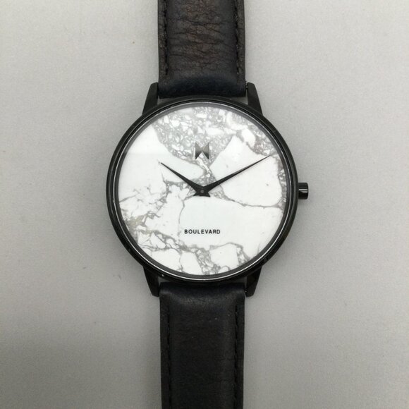 MVMT Marble Boulevard Watch Women 38mm Black Leather Band New Battery main image 6